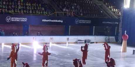 Powiększ grafikę: Artyści w przebraniach kucyków tańczą na lodowisku.
